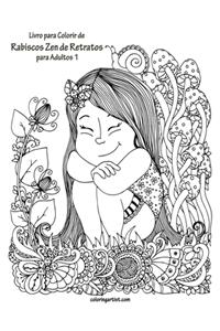 Livro para Colorir de Rabiscos Zen de Retratos para Adultos 1