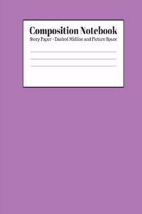 Composition Notebook - Story Paper - Dashed Midline and Picture Space