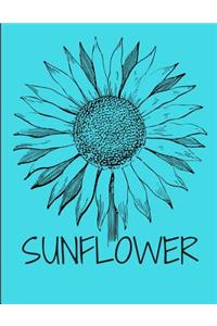 Sunflower Floral Aqua Notebook Journal 150 Page College Ruled Pages 8.5 X 11