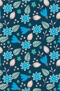 Bullet Journal Notebook Blue Leafy Pattern