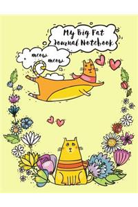 My Big Fat Journal Notebook For Cat Lovers Funny Flying Cartoon Cat 6