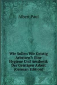 Wie Sollen Wir Geistig Arbeiten?: Eine Hygiene Und Aesthetik Der Geistigen Arbeit (German Edition)