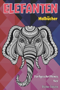 Malbucher - Dicke Linien - Fortgeschrittenes Tier - Elefanten