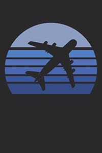 Retro Blue Airplane Silhouette
