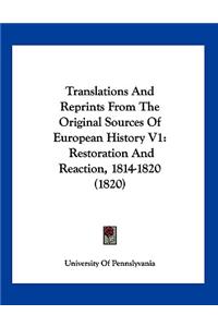 Translations And Reprints From The Original Sources Of European History V1