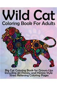 Wild Cat Coloring Book For Adults