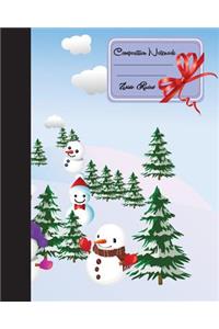 Composition Notebook: Wide Ruled, Christmas Snowman: Kids School Exercise Book: Wide Ruled, 120 sheets - Kids 'n' Teens Mead Primary Journal