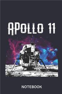 Apollo 11 Notebook: Large 6x9 Classic 110 Dot Grid Pages Notebook for Notes, Lists, Musings, Bullet Journaling, Calligraphy and Hand Lettering or School.