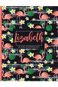 Lizabeth: Black Personalized Lined Journal with Inspirational Quotes