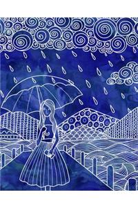 Journal Notebook Watercolor Girl In The Rain 3
