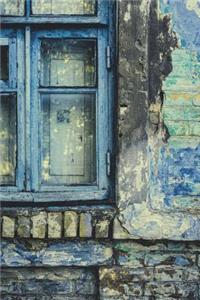 Old Worn Window - Blank Notebook with Fleur de Lis Corners