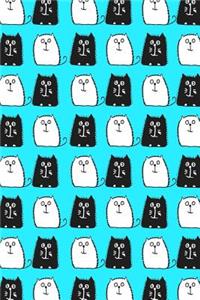 Journal Notebook For Cat Lovers Black and White Cats in a Row 2