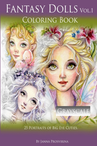 Fantasy Dolls Vol.1 Coloring Book Grayscale