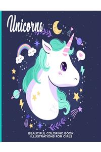Unicorns Beautiful Coloring Book Illustrations For Girls