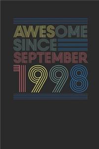 Awesome Since September 1998: Dotted Bullet Notebook - Happy Birthday Gift or Happy Anniversary Gift Idea