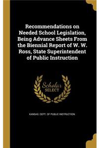 Recommendations on Needed School Legislation, Being Advance Sheets from the Biennial Report of W. W. Ross, State Superintendent of Public Instruction