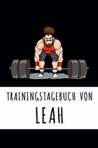 Trainingstagebuch von Leah: Personalisierter Tagesplaner für dein Fitness- und Krafttraining im Fitnessstudio oder Zuhause