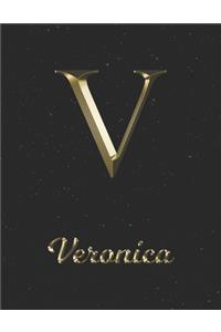 Veronica: 1 Year Daily Planner (12 Months) - Yellow Gold Effect Letter V Initial First Name - 2020 - 2021 - 365 Pages for Planning - January 20 - December 20 