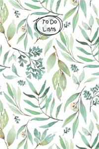 To Do Lists Notebook, Green Leafy Pattern
