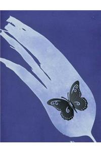 Journal Notebook: Black Butterfly with Blue Background