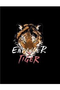 Endanger tiger: Endanger tiger on black cover and Dot Graph Line Sketch pages, Extra large (8.5 x 11) inches, 110 pages, White paper, Sketch, Draw and Paint