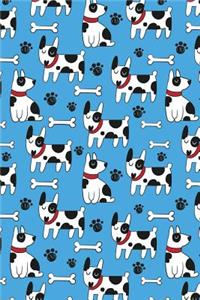 Bullet Journal Notebook Dogs and Bones Pattern on Blue