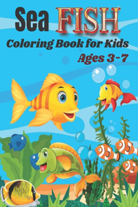 Sea Fish Coloring Book for Kids Ages 3-7