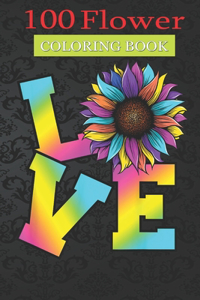 100 Flower Coloring Book