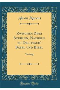 Zwischen Zwei StÃ¼hlen, Nachruf Zu Delitzsch' Babel Und Bibel: Vortrag (Classic Reprint)