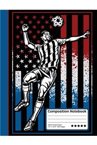 US Soccer Player American Flag Sports Composition Notebook