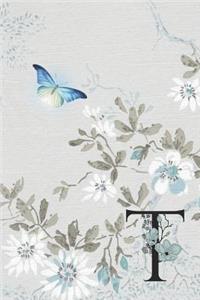 Undated 12 Month Weekly Planner - Serenity Butterfly in Flight Monogram Letter T