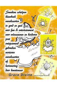 Sunshine schelpen kleurboek wenskaarten in goud en geel voor fun & entertainment voor volwassenen en kinderen pret ontspannend gebruiken versieren wenskaarten of herinnering door kunstenaar Grace Divine
