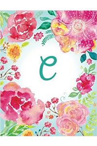 C Initial Journal, Monogram Notebook, Pink Teal Watercolor (Personal Journal)