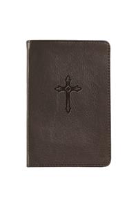 Christian Art Gifts Brown Full Grain Leather Journal Cross Emblem Pocket Size Inspirational Notebook W/Ribbon Marker 192 Lined Pages
