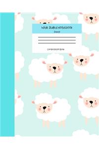 Wide Ruled Sheep Notebook Composition Book