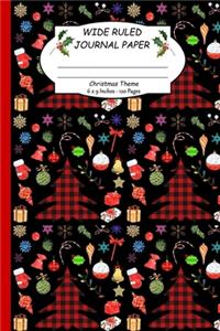 Wide Ruled Journal Paper.Christmas Theme