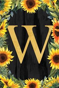 W - Monogrammed Sunflower Journal