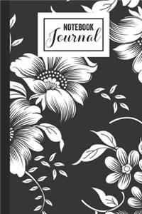 Black and White Floral Fantasy Notebook Journal