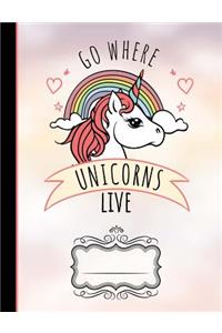 Go Where Unicorns Live Composition Notebook