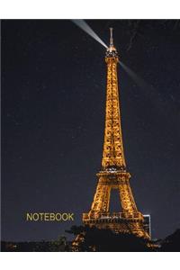 Notebook. Eiffel Tower Cover. Composition Notebook. College Ruled. 8.5 x 11. 120 Pages.
