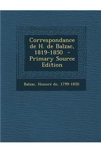 Correspondance de H. de Balzac, 1819-1850