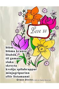 blóm blóma kransa litabók til gamans slaka skreyta kveðja spilahrappur minjagripurinn eftir listamanni Grace Divine