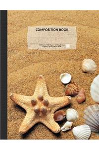 Sand & Seashells Composition Notebook, 5x5 Quad Rule Graph Paper