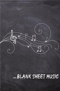 ... Blank Sheet Music Notebook on black background