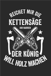 Reichet mir die Kettensäge Ihr Narren der König will Holz machen