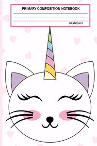 Primary Composition Notebook Grades K-2 Kawaii Kitty Cat