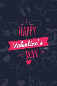 Happy Valentines Day Notebook, Blank Write-in Journal, Dotted Lines, Wide Ruled, Medium (A5) 6 x 9 In (Blue)