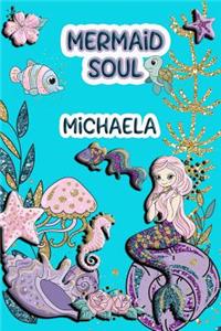 Mermaid Soul Michaela: Wide Ruled Composition Book Diary Lined Journal