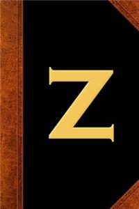 Monogram Z Personalized Journal Custom Monogram Gift Idea Letter Z Vintage Style