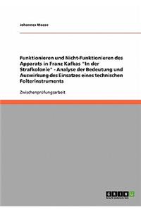Funktionieren und Nicht-Funktionieren des Apparats in Franz Kafkas 